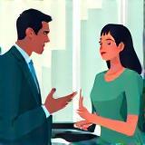 Two people discussing interview techniques