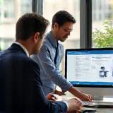 Advisor helping a client with job searching online
